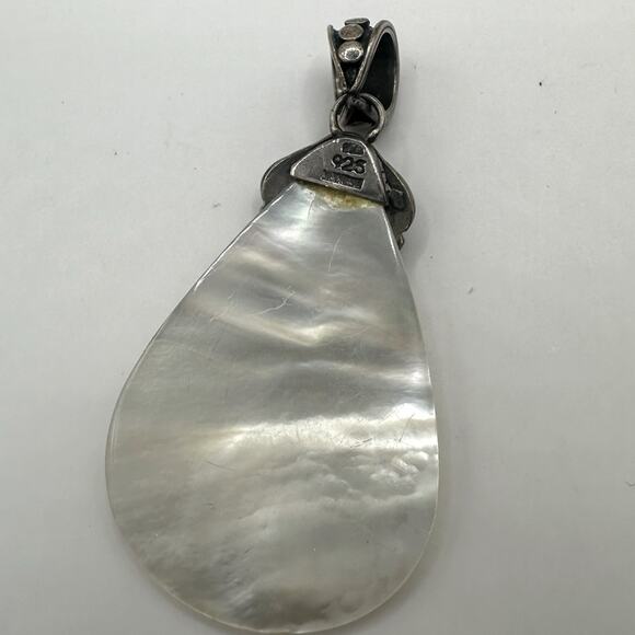 Mother Of Pearl Sterling Silver Stamped 925 Pendant Summer Boho Bohemian - Picture 8 of 10